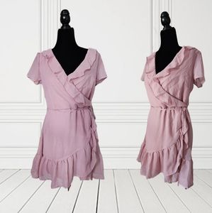 Sadie Robertson Pink Ruffle Wrap Dress